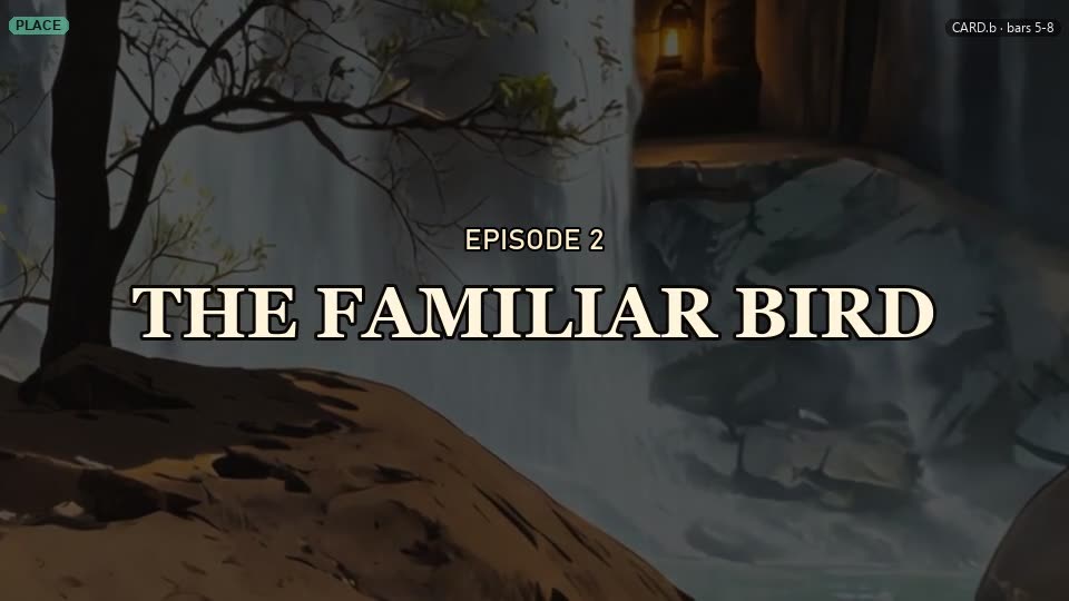 A scene from The Familiar Bird animatic.